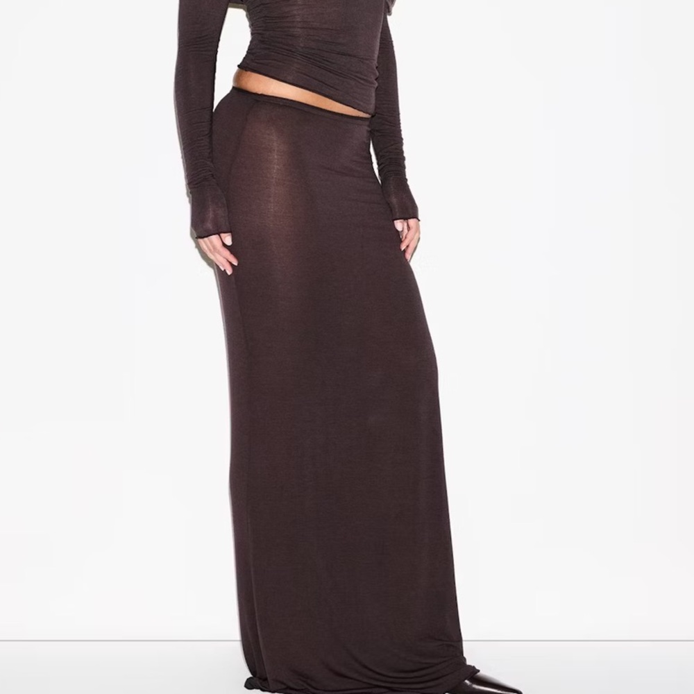 Sheer Brown Maxi Skirt (SKIMS)